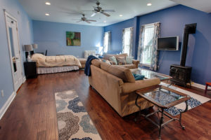 Living Area has Roku TV and Gas Fireplace